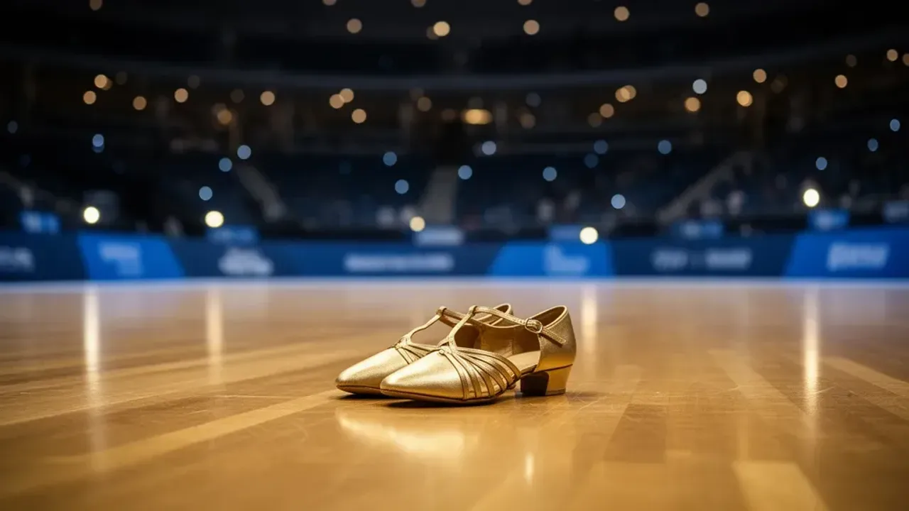 Czy taniec to sport? Taniec sportowy jako dyscyplina olimpijska Profesjonalne obuwie na parkiecie ilustrujące czy taniec to sport w kontekście dyscypliny sportowej.