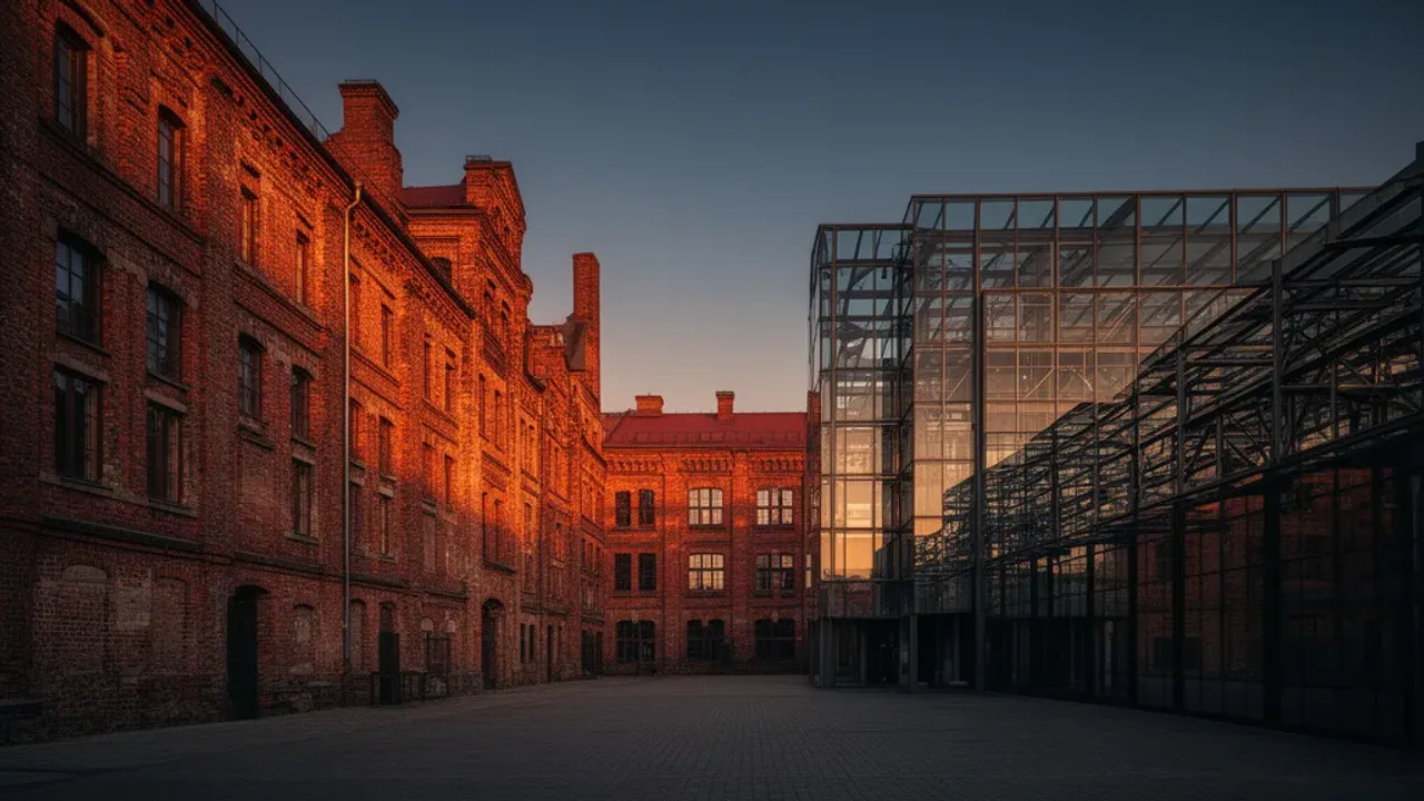 Fabryka Norblina Warszawa: muzeum, Food Town i historia Wernera Zrewitalizowana architektura industrialna, jaką prezentuje Fabryka Norblina Warszawa z zabytkowymi maszynami w otwartym dziedzińcu.